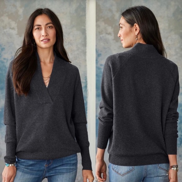 Sundance Women's Cashmere Faux Wrap‎ V-Neck Sweater - Picture 5 of 5